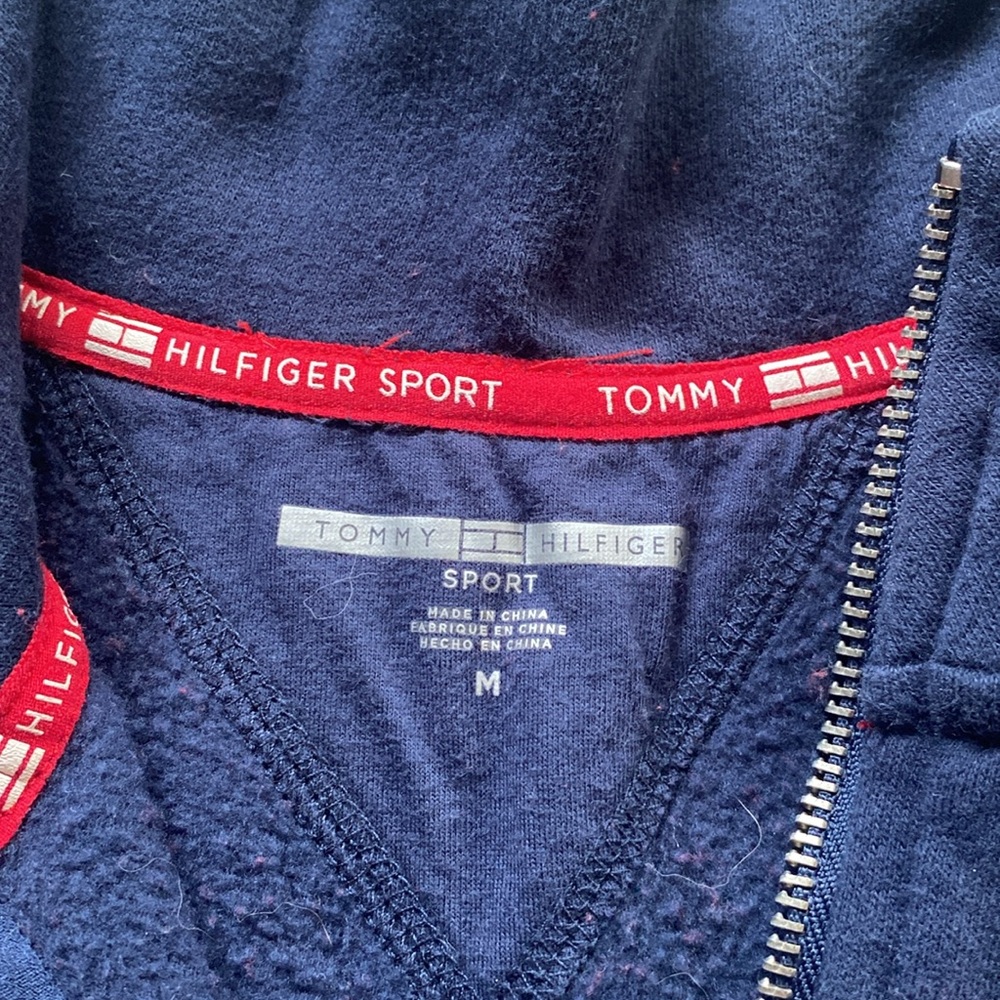 Tommy Hilfiger Women's Navy and Red Half-Zip Sweatshirt - Picture 2 of 7